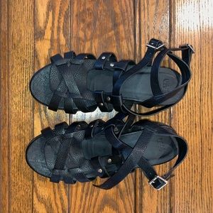 ASOS black leather platform sandals size 7 (US)